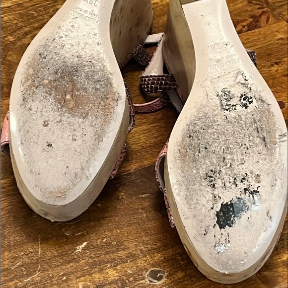 Miu Miu   Peach Snake & Cork Platform Sandals - 39.5 - Picture 8 of 9